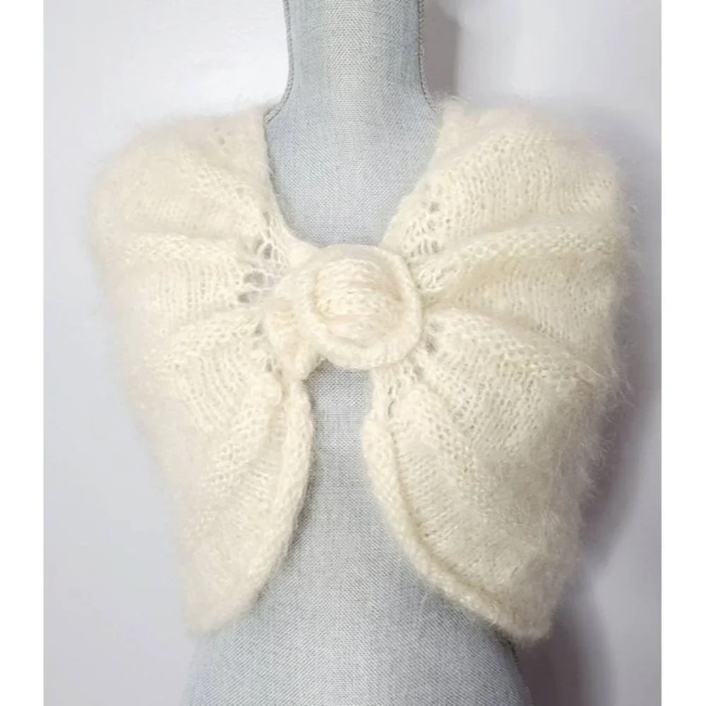 Vintage Mohair Stole, 1960s Bridal Shawl, Vintage Wrap Sweater - Picture 1 of 8